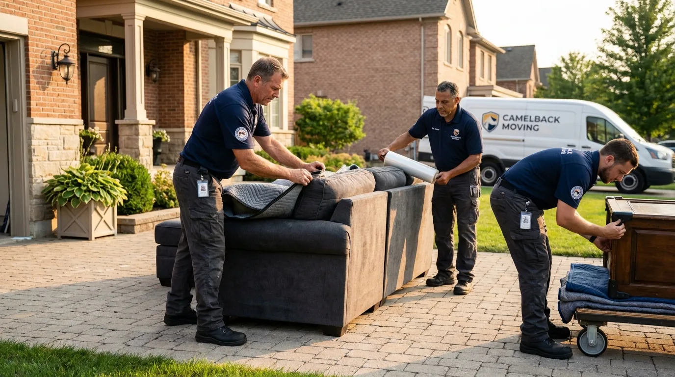 Large estate moving crew wrapping furniture in Taylors, SC