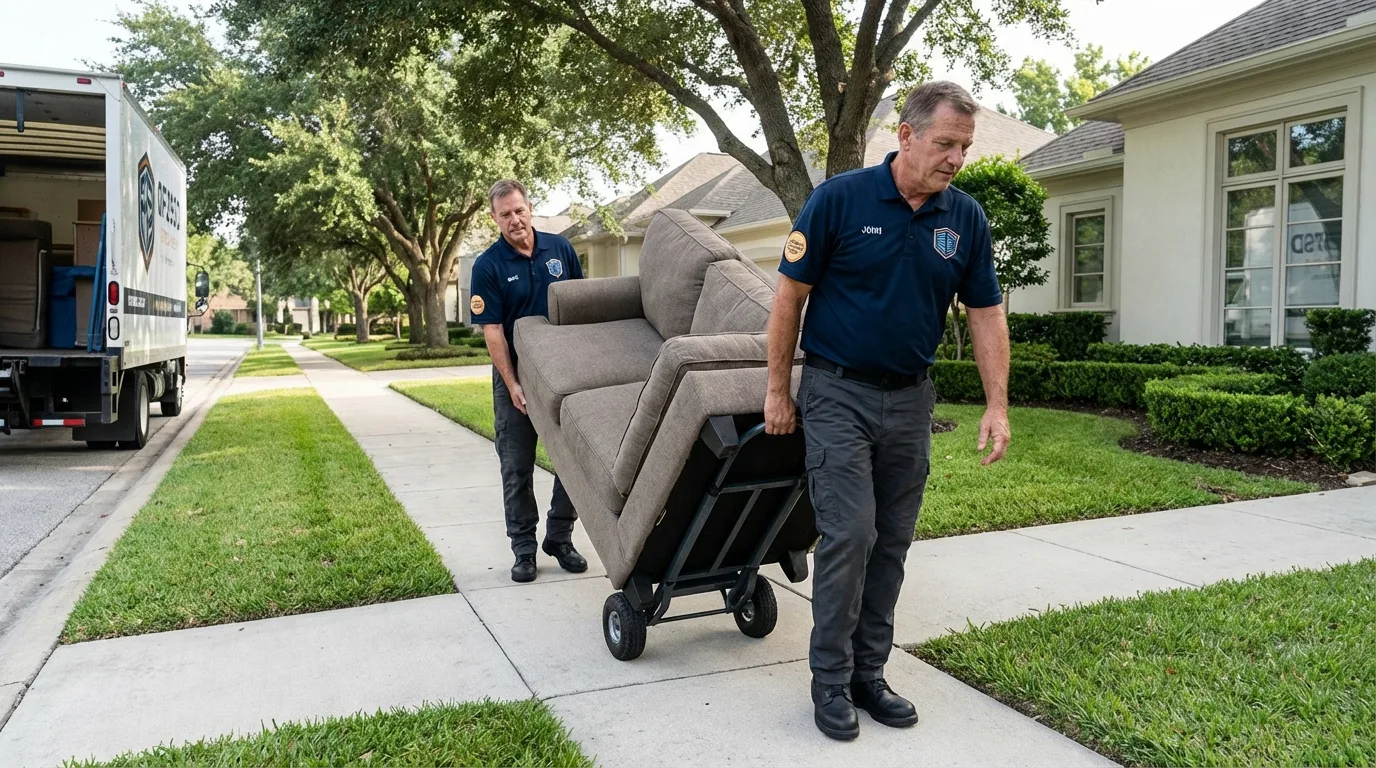 Local residential moving crew loading furniture in Taylors, SC